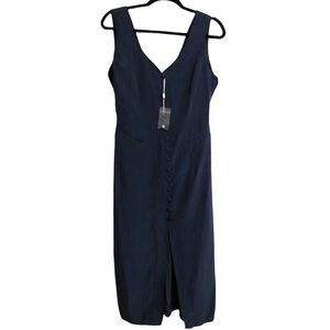 Dine front button up slit back tie midi dress